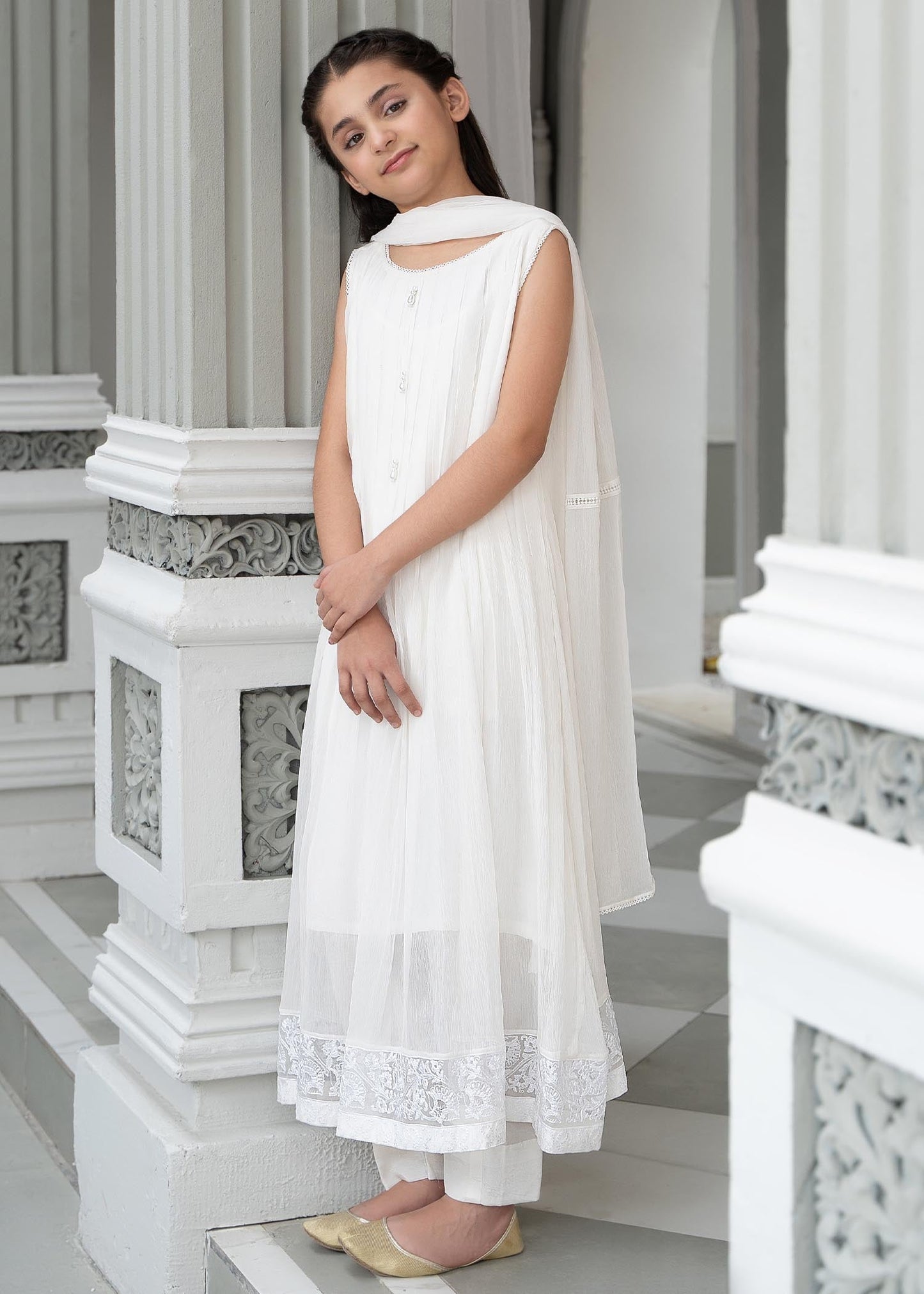 Ladies Embellished White Shalwar Kameez Online in UK USA Canada