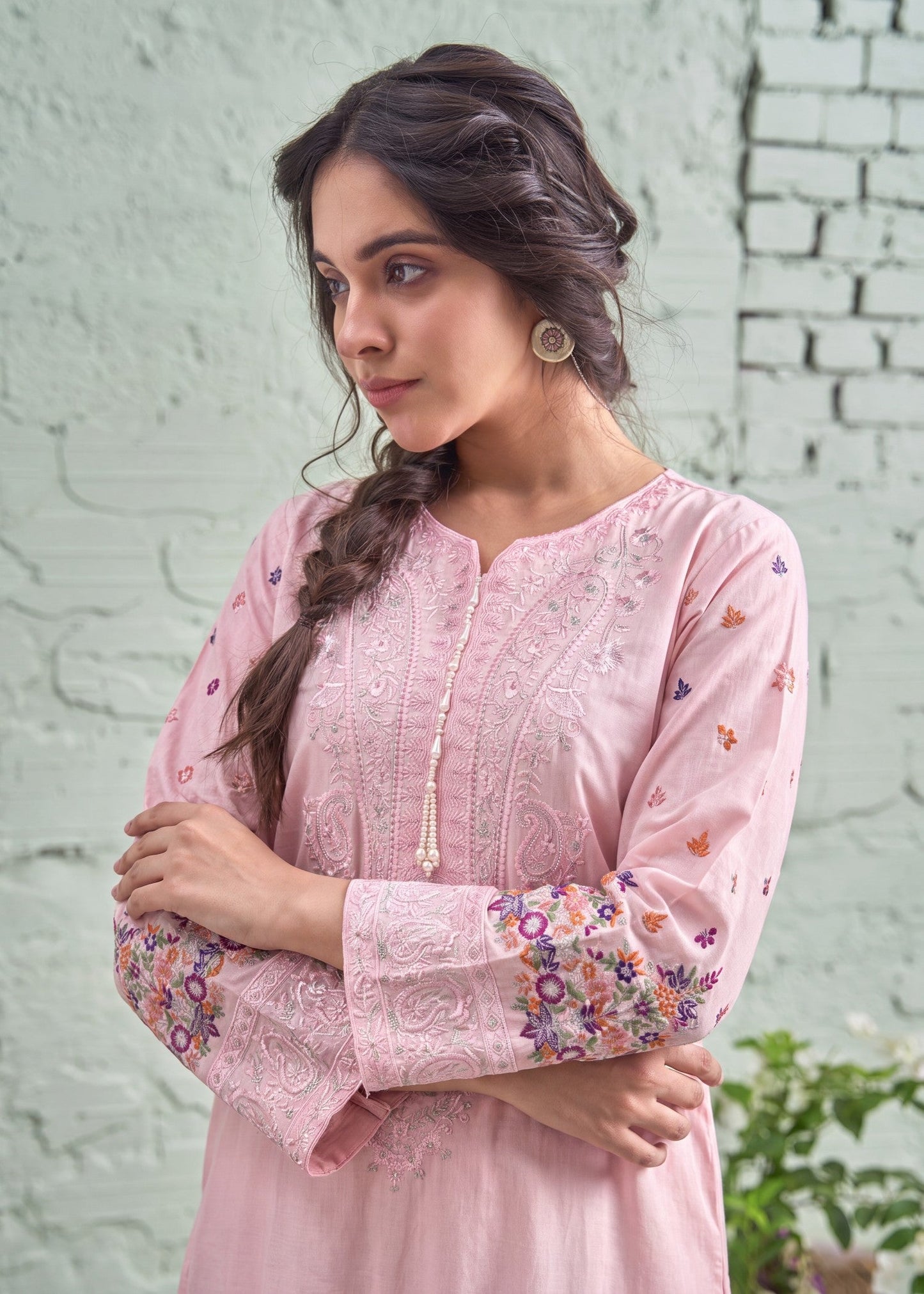 Ladies Embroidered Baby Pink Salwar Kameez Online in UK USA Canada
