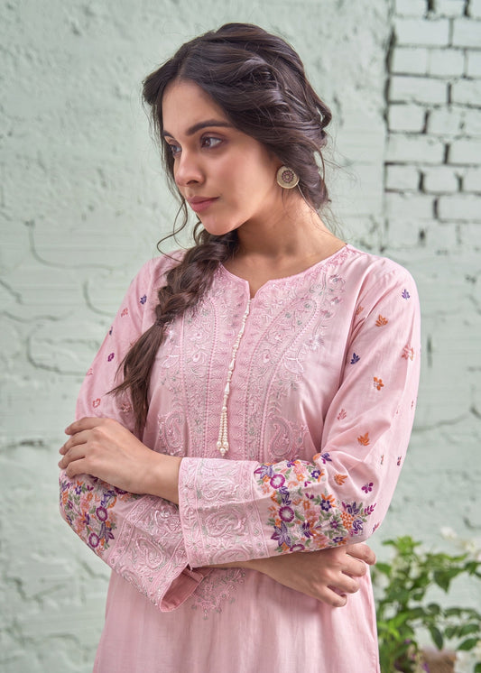 Ladies Embroidered Baby Pink Salwar Kameez Online in UK USA Canada