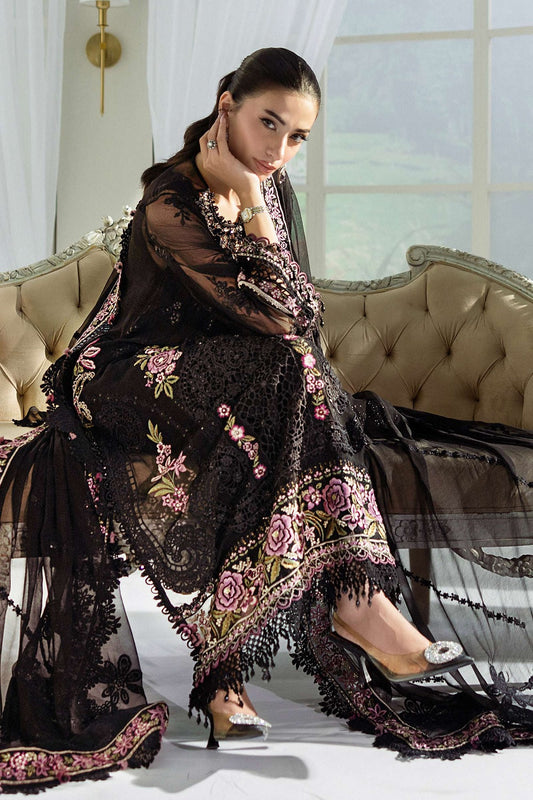 Ladies Embroidered Black Chiffon Shalwar Kameez Partywear Online in UK USA Canada