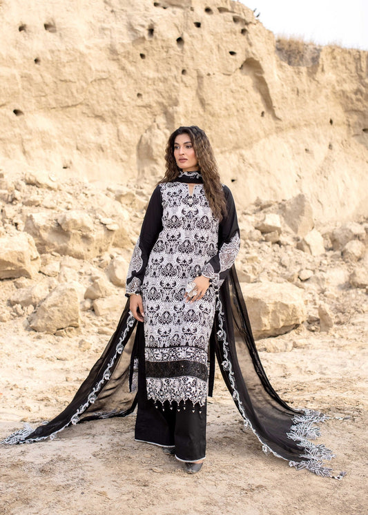Ladies Embroidered Black Cotton Shalwar Kameez Online in UK USA Canada