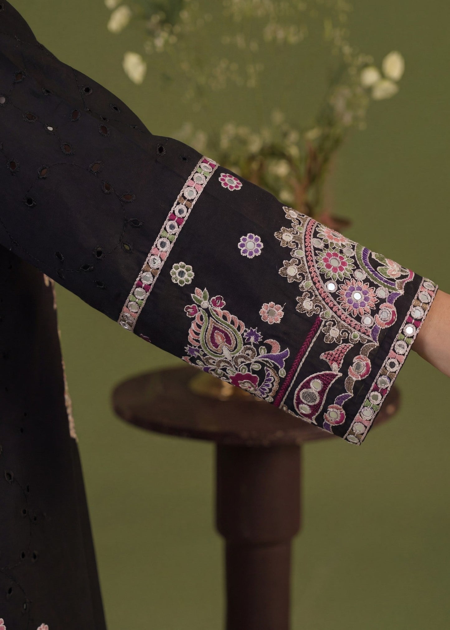 Ladies Embroidered Black Kurta Palazzo Online in UK USA Canada