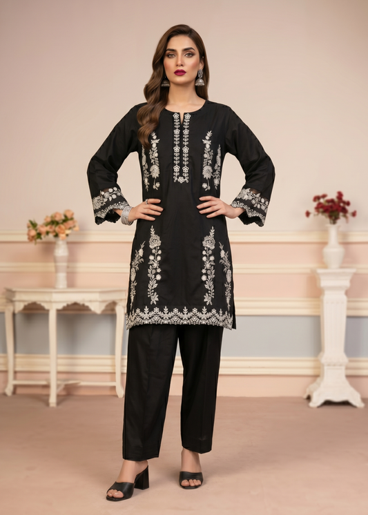 Ladies Embroidered Black Kurta Suit Online in UK USA Canada