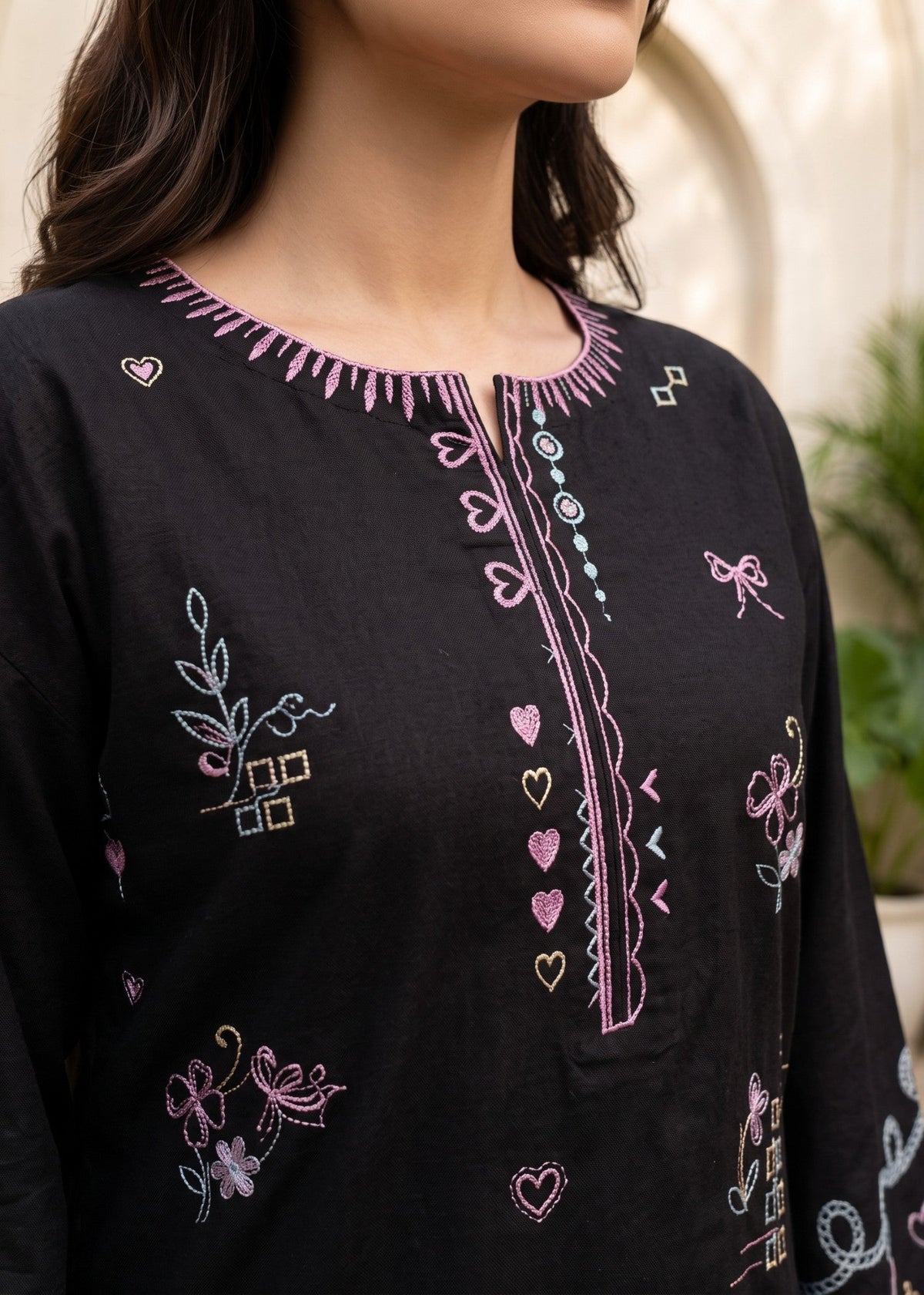 Ladies Embroidered Black Linen Shalwar Kameez Online in UK USA Canada