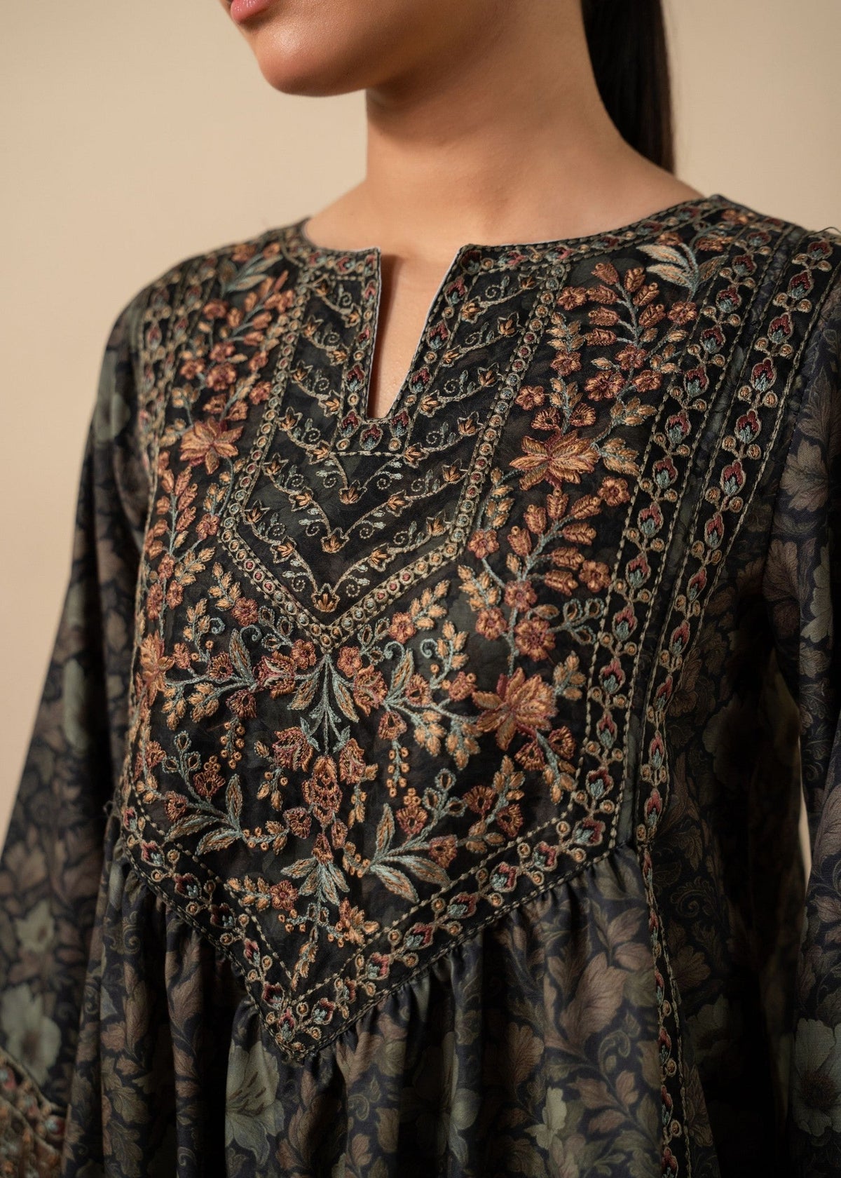 Ladies Embroidered Black Shalwar Kameez 3 Piece Unstitched Online in UK USA Canada