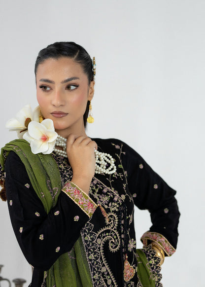Ladies Embroidered Black Silk Shalwar Kameez Online in UK USA Canada