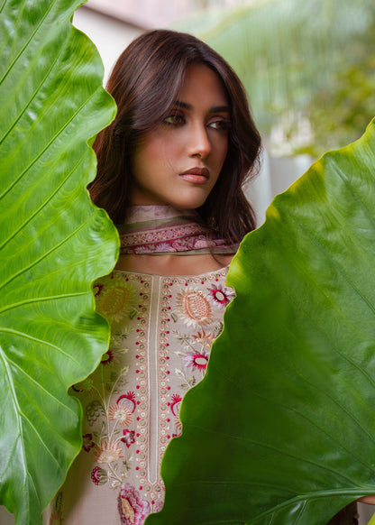 Ladies Embroidered Blush-Beige Lawn Suit Online in KSA Riyadh Saudi Arabia Oman Bahrain Qatar
