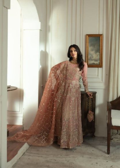Ladies Embroidered Blush Pink Anarkali Suit Online in UK USA Canada