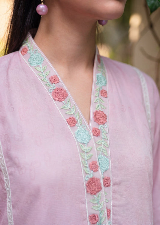 Ladies Embroidered Blush Pink Lawn Salwar Kameez Online in UK USA Canada