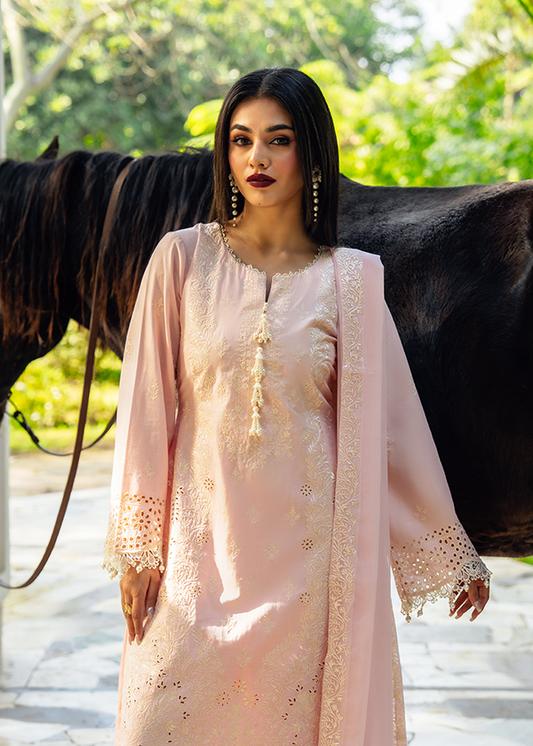 Ladies Embroidered Blush Pink Lawn Suit Online in UK USA Canada