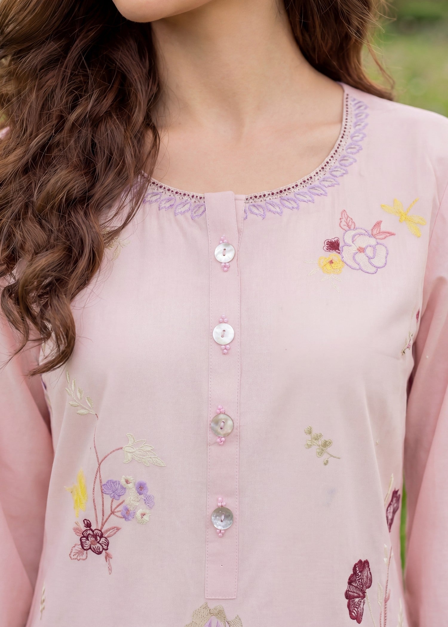 Ladies Embroidered Blush Pink Shalwar Kameez Online in KSA Riyadh Saudi Arabia Oman Bahrain Qatar