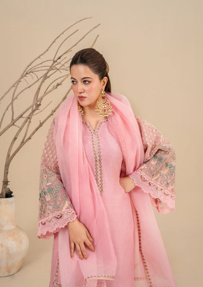 Ladies Embroidered Blush Pink Silk Viscose Salwar Kameez Online in KSA Riyadh Saudi Arabia Oman Bahrain Qatar