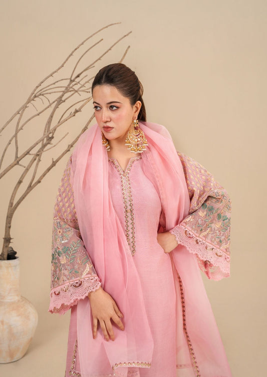 Ladies Embroidered Blush Pink Silk Viscose Salwar Kameez Online in KSA Riyadh Saudi Arabia Oman Bahrain Qatar