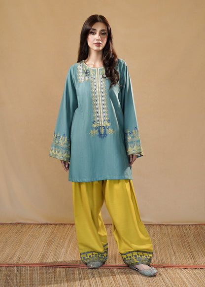 Ladies Embroidered Bondi Blue Farshi Shalwar Online in UK USA Canada