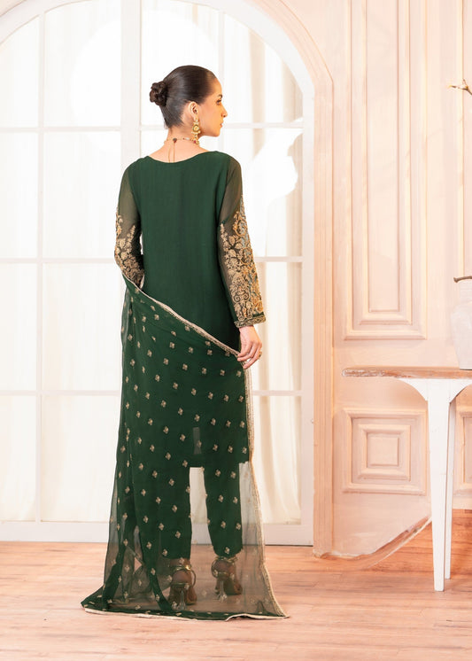 Ladies Embroidered Bottle Green Shalwar Kameez Online in UK USA Canada