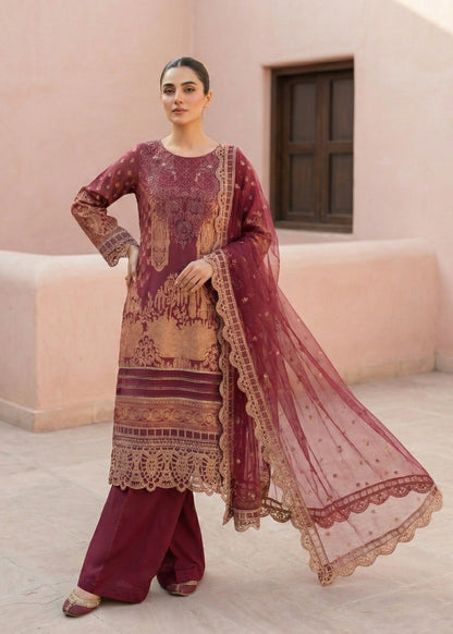 Ladies Embroidered Brown Lawn Suit Online in UK USA Canada