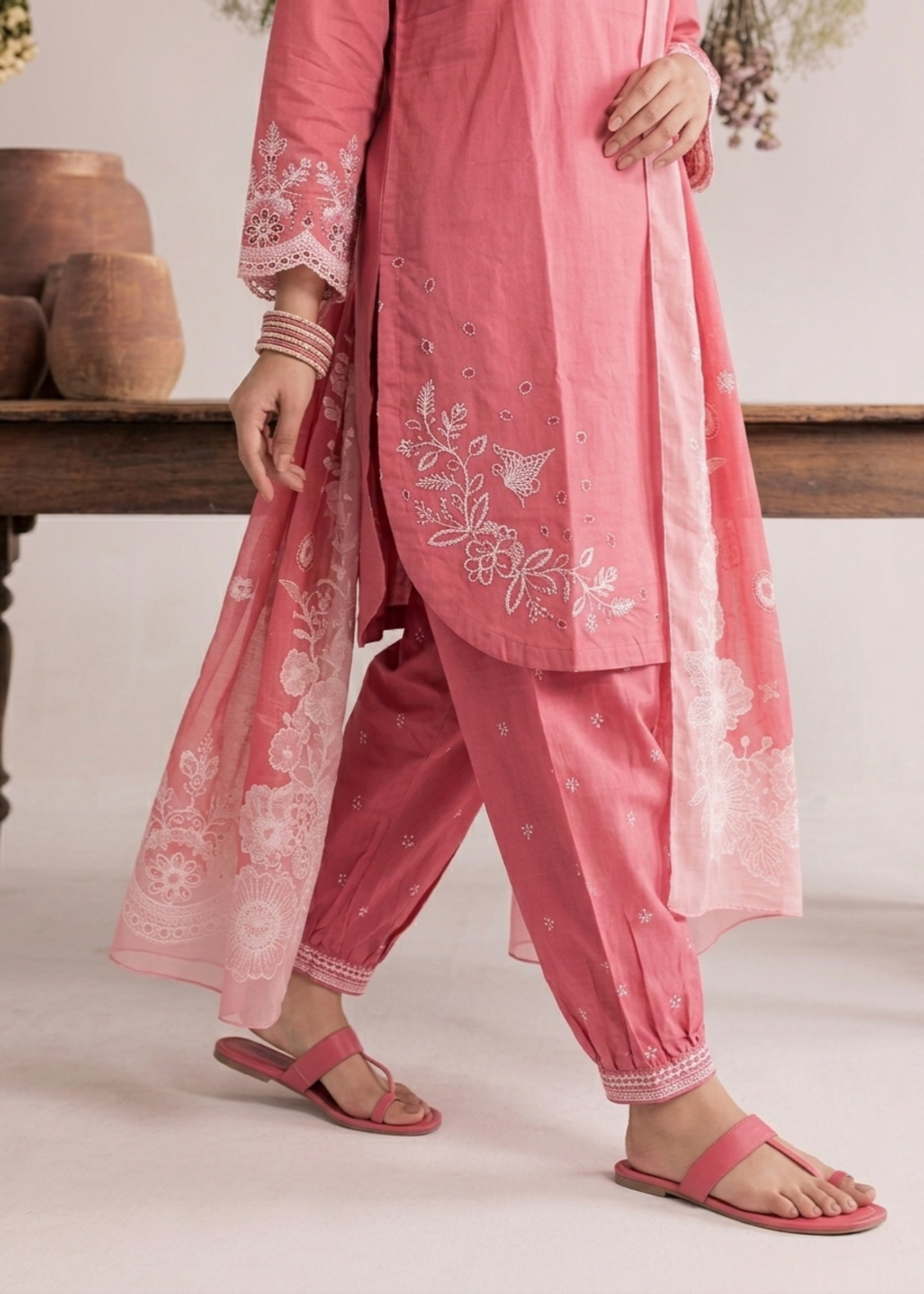 Ladies Embroidered Bubblegum Pink Lawn Suit Online in Sri Lanka India Australia