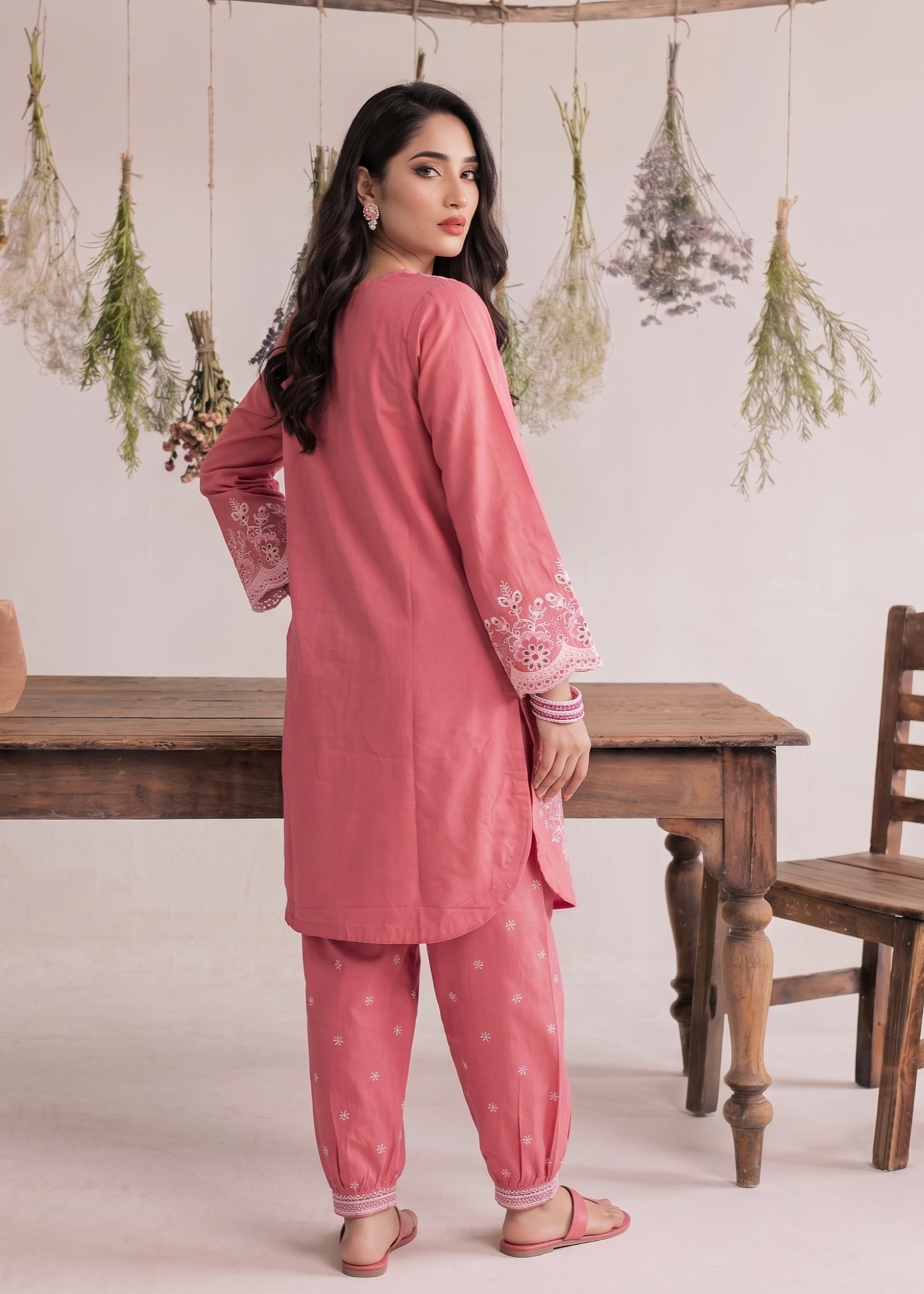 Ladies Embroidered Bubblegum Pink Lawn Suit Online in UK USA Canada