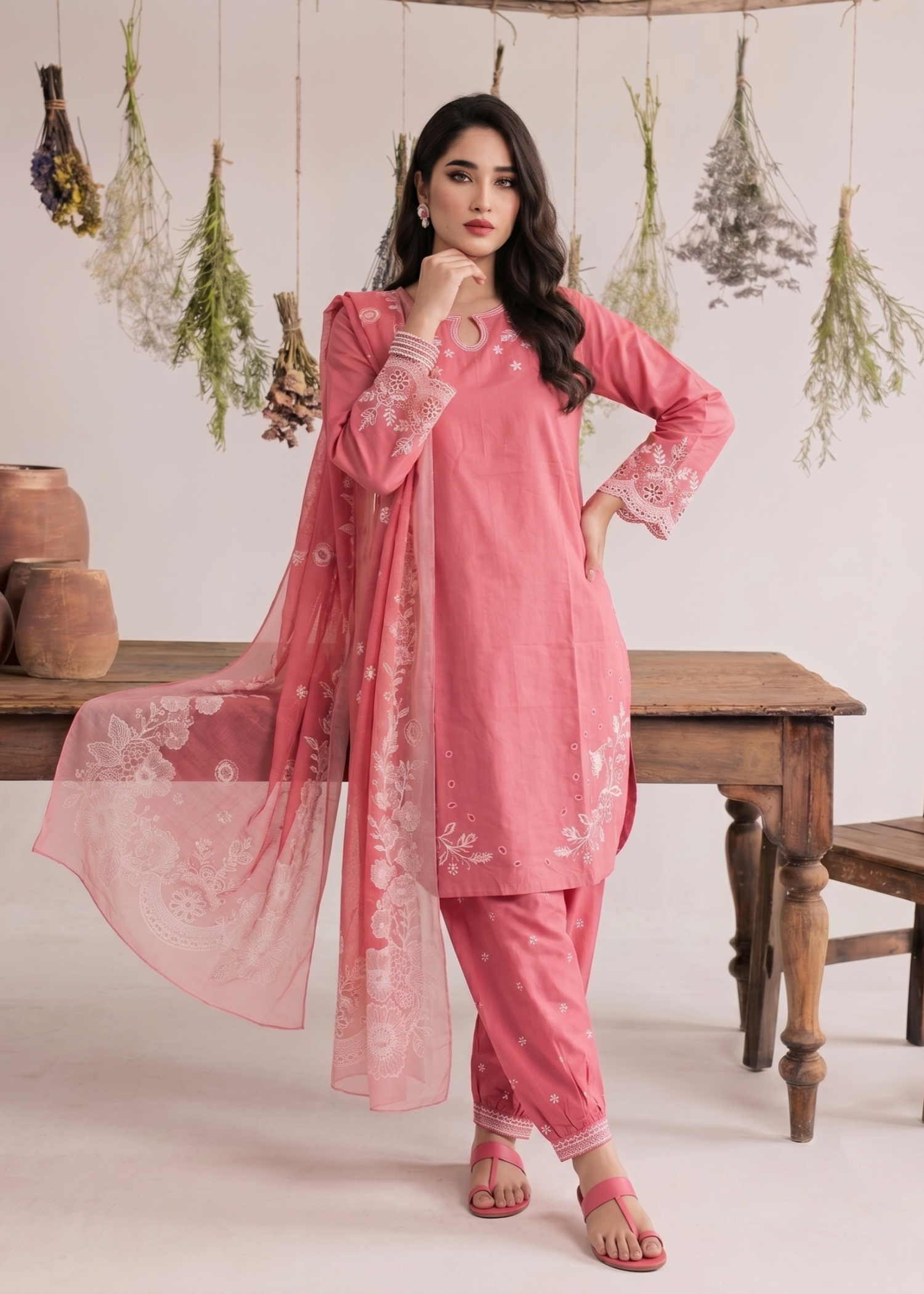 Ladies Embroidered Bubblegum Pink Shalwar Kameez Online in UK USA Canada