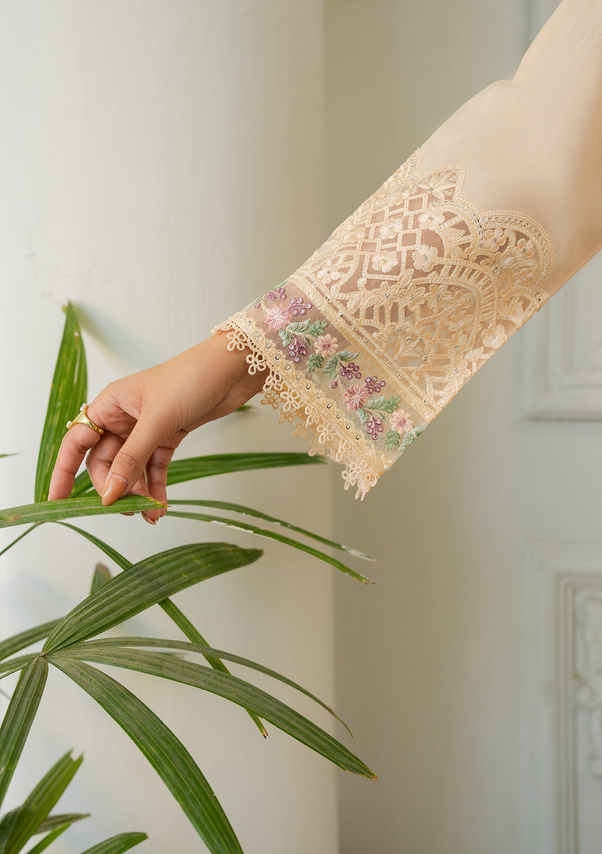 Ladies Embroidered Buttercream Lawn Salwar Suit Online in UK USA Canada
