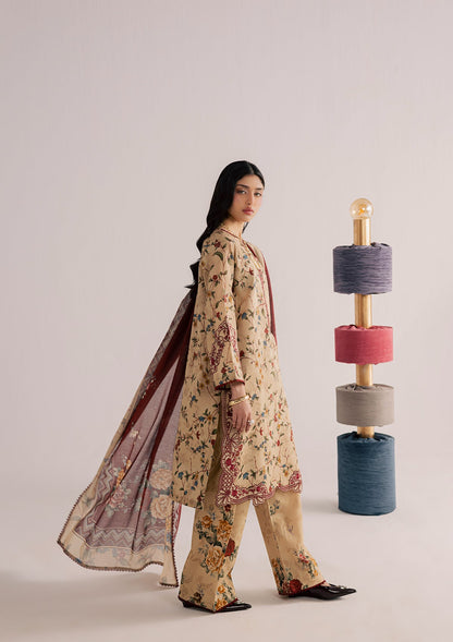 Ladies Embroidered Camel Brown Shalwar Kameez Online in UK USA Canada