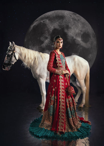 Ladies Embroidered Cherry Red Chiffon Salwar Kameez Online in KSA Riyadh Saudi Arabia Oman Bahrain Qatar