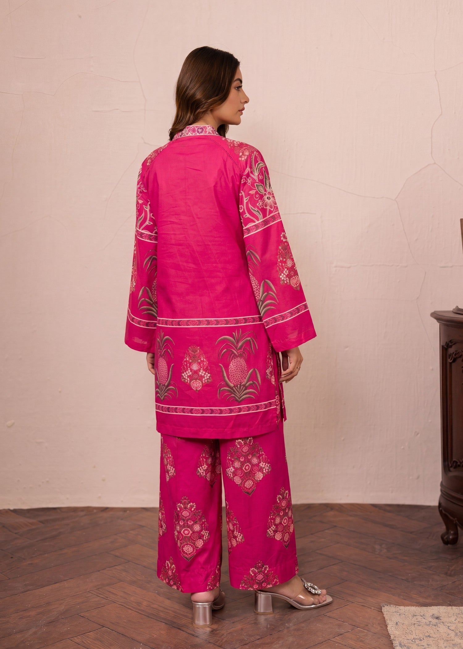 Ladies Embroidered Cherry Red Lawn Suit Online in KSA Riyadh Saudi Arabia Oman Bahrain Qatar