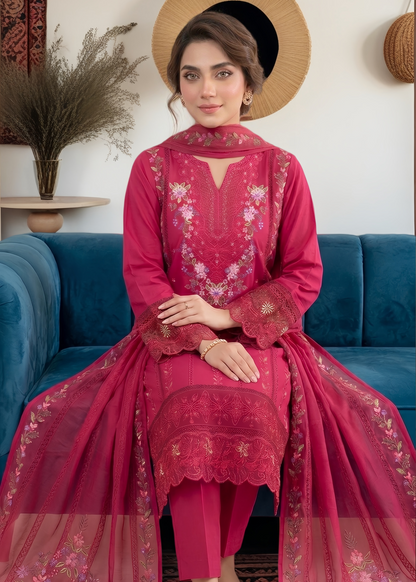 Ladies Embroidered Cherry Red Shalwar Kameez Online in UK USA Canada