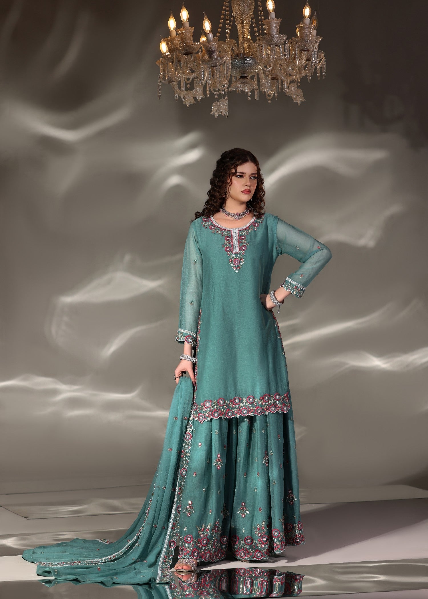 Ladies Embroidered Chiffon Salwar Kameez Online in UK USA Canada