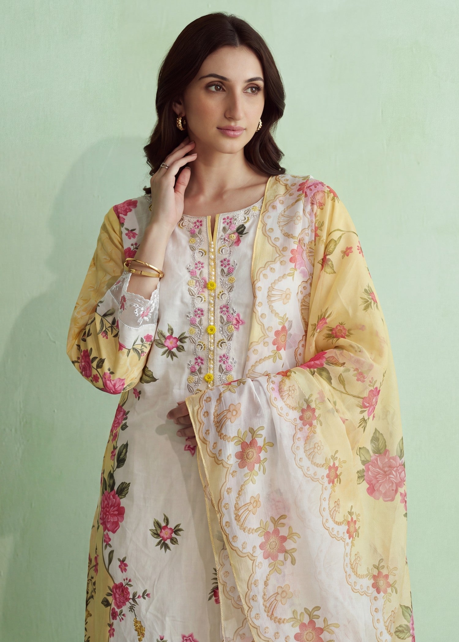 Ladies Embroidered Chiffon Shalwar Kameez Online in UK USA Canada