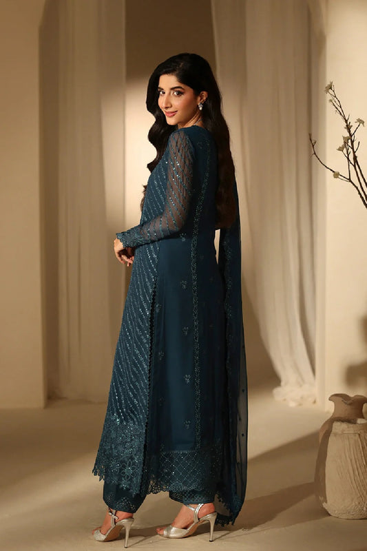Ladies Embroidered Chiffon Shalwar Kameez Unstitched Online in UK USA Canada