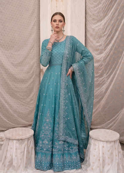 Ladies Embroidered Chiffon Suit Online in UK USA Canada