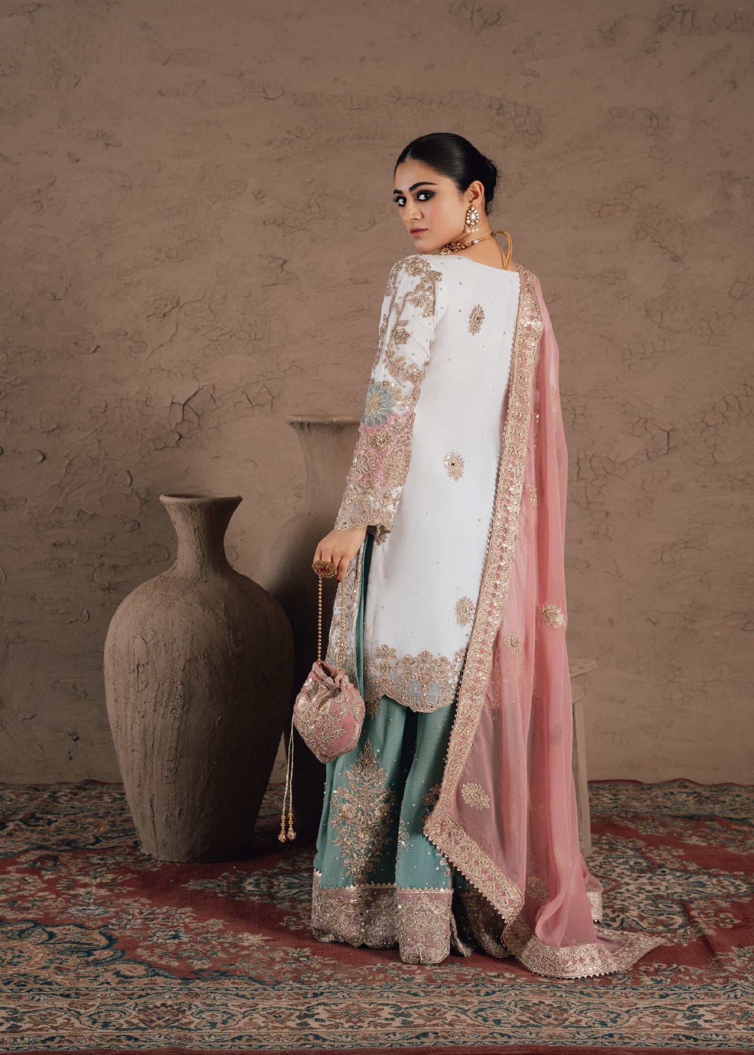 Ladies Embroidered Chiffon Wedding Guest Outfit Online in UK USA Canada