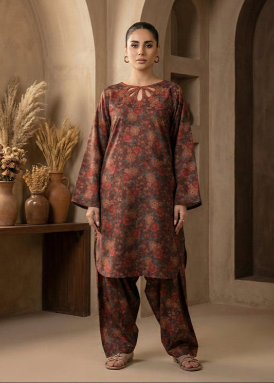 Ladies Embroidered Chocolate Brown Shalwar Kameez Online in UK USA Canada