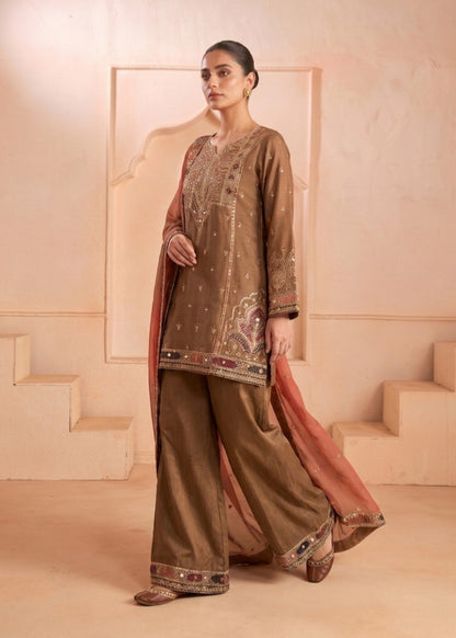 Ladies Embroidered Coffee Brown Shalwar Kameez Online in UK USA Canada