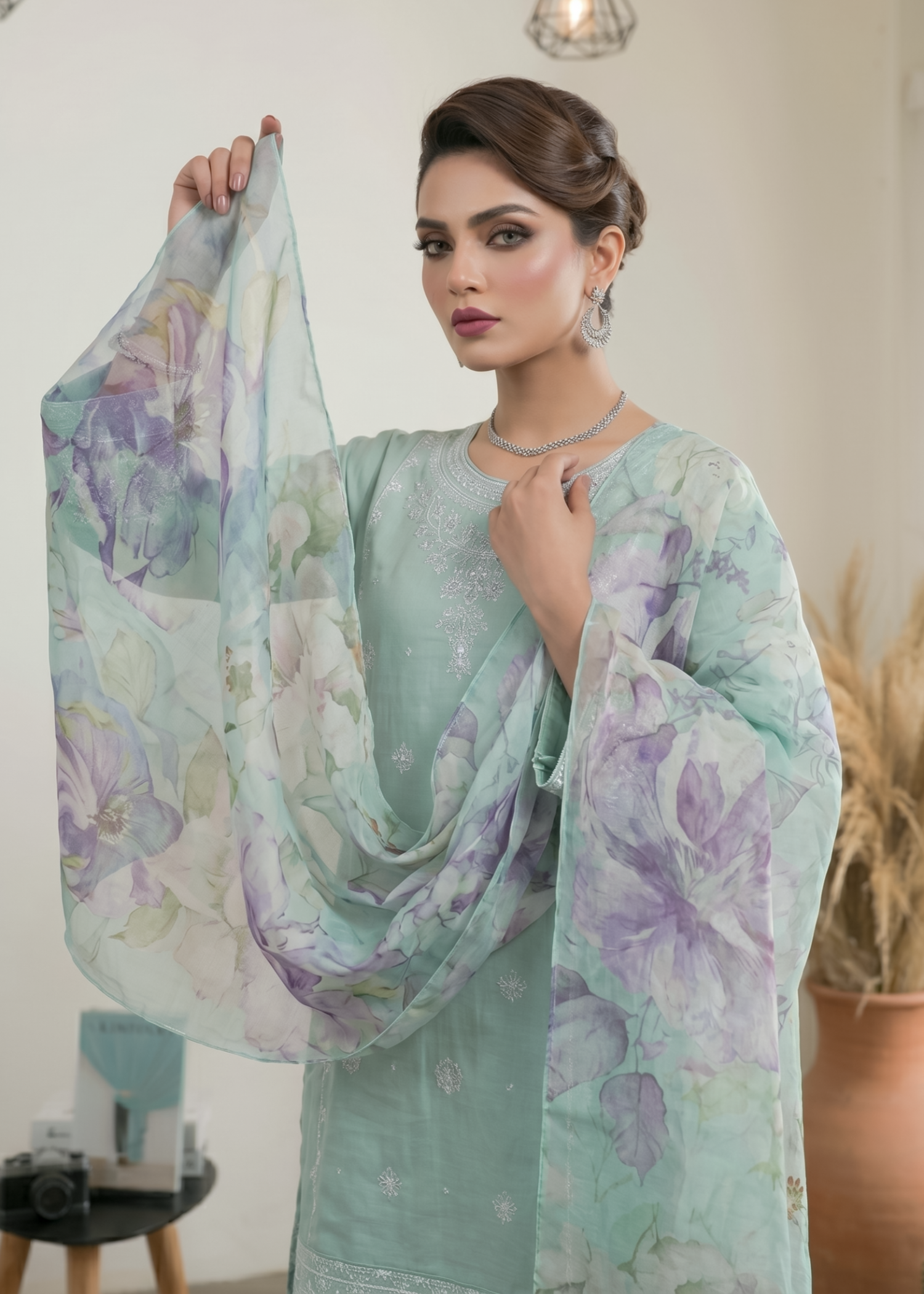 Ladies Embroidered Cotton Farshi Salwar Kameez Online in UK USA Canada