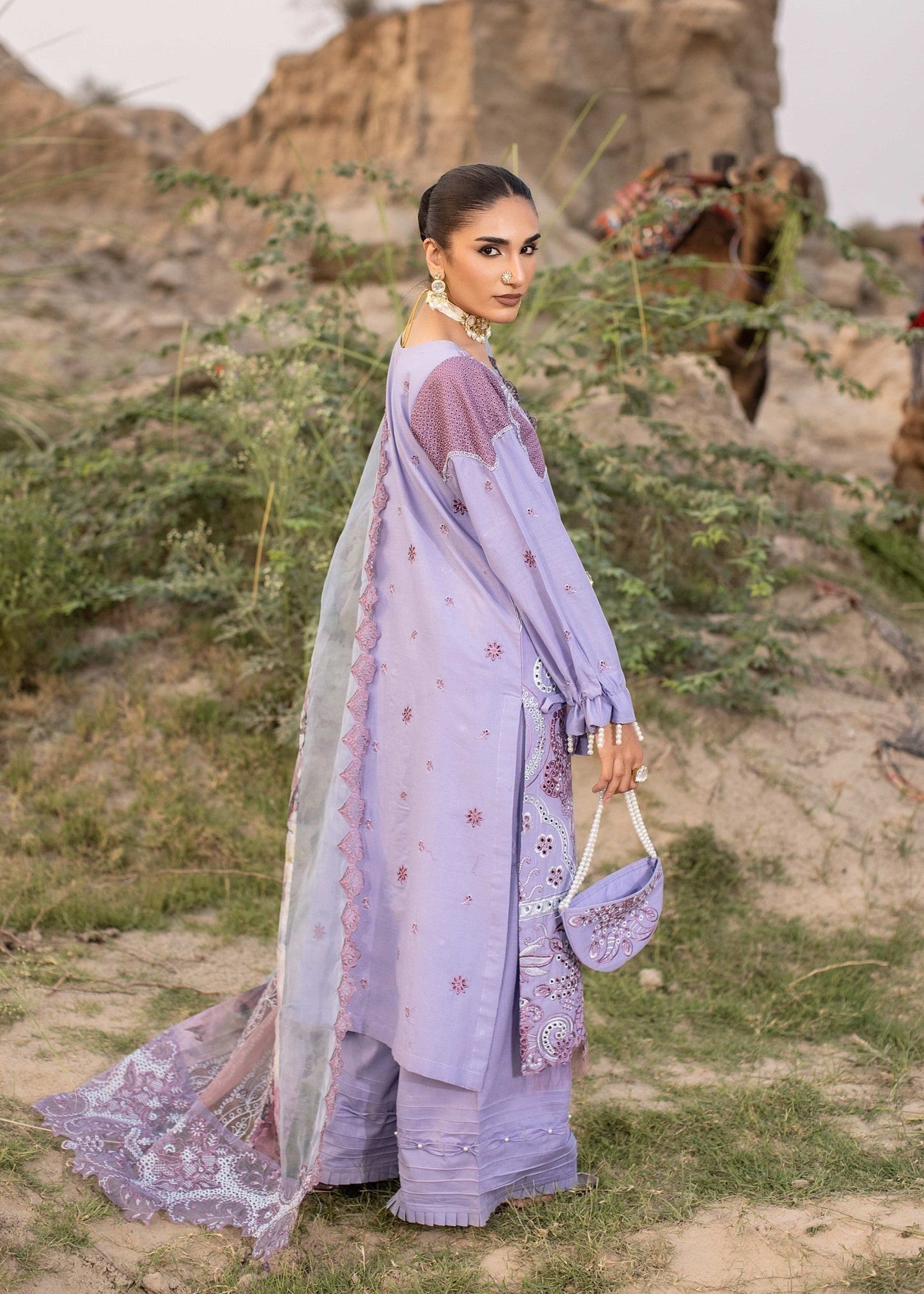 Ladies Embroidered Cotton Festive Suit Online in UK USA Canada