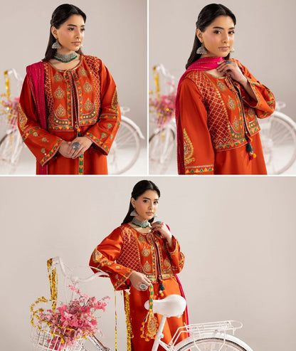 Ladies Embroidered Cotton Jacket Style Suit Online in UK USA Canada