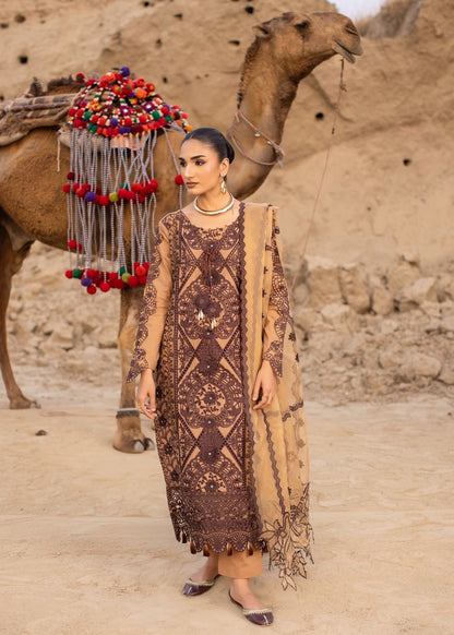 Ladies Embroidered Cotton Kurta with Organza Dupatta Online in UK USA Canada