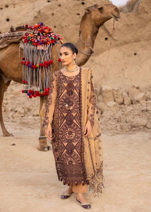 Ladies Embroidered Cotton Kurta with Organza Dupatta Online in UK USA Canada