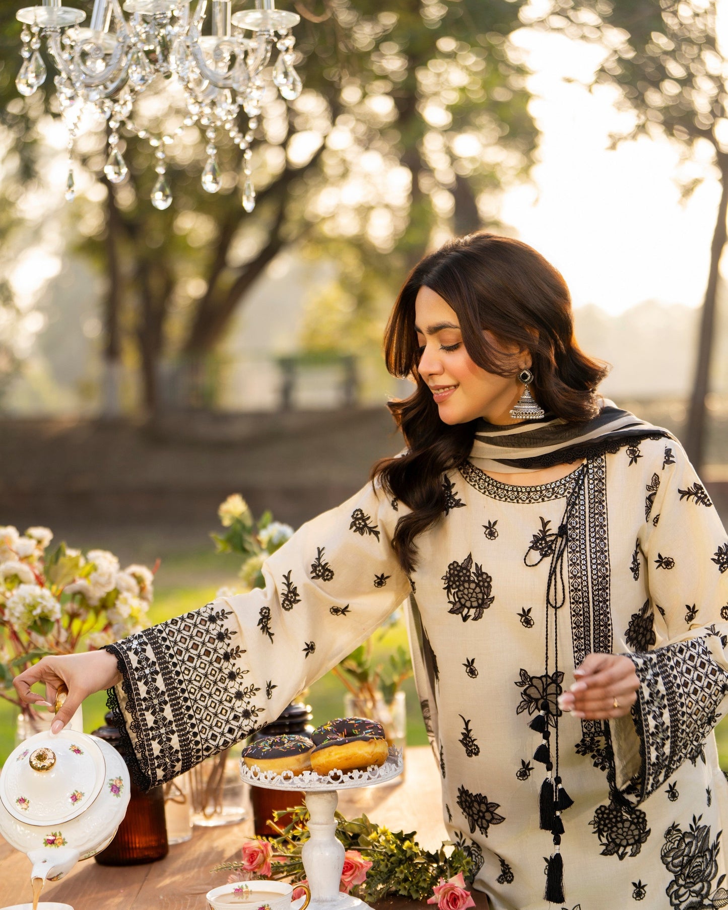 Ladies Embroidered Cotton Salwar Kameez with Chiffon Dupatta Online in UK USA Canada