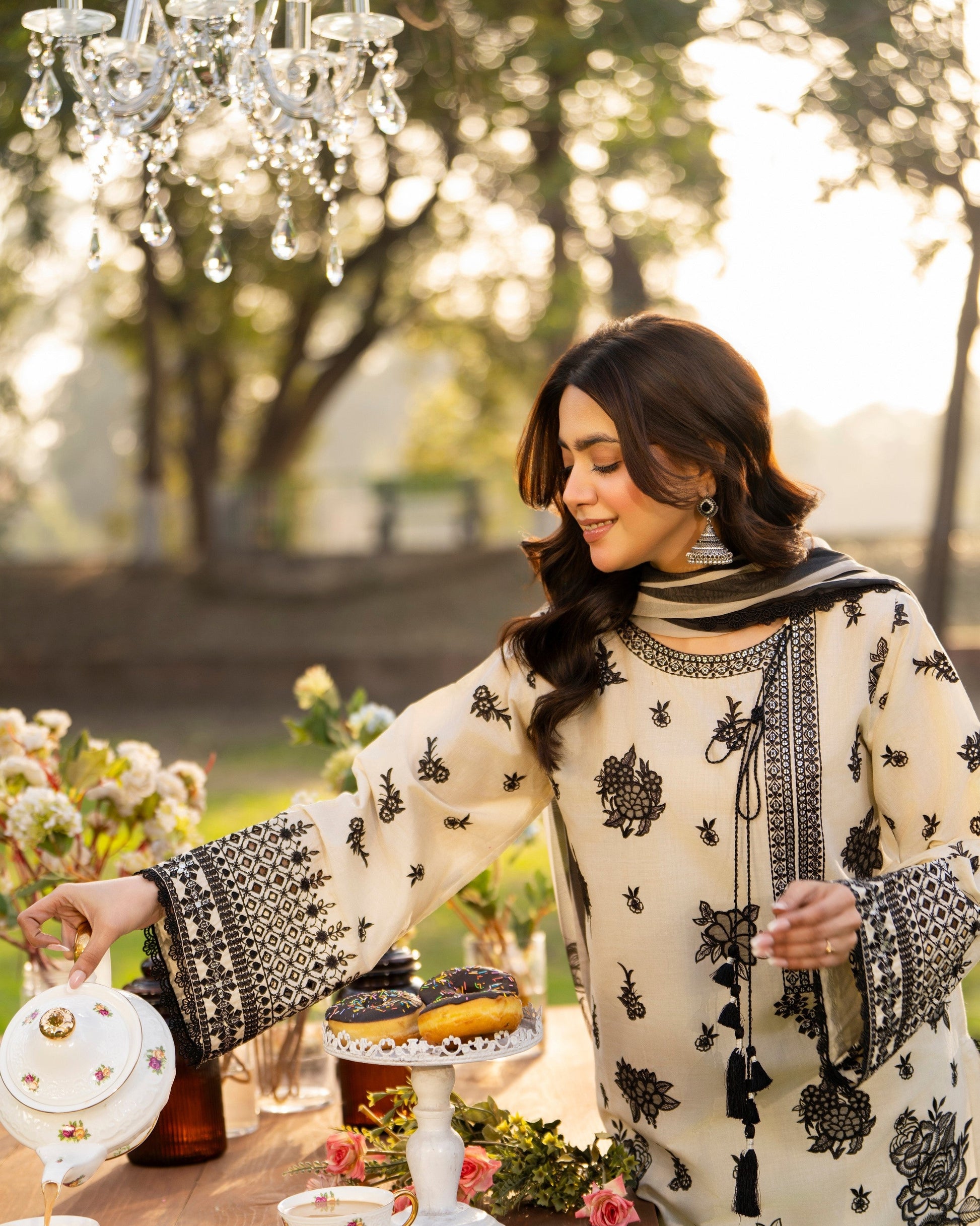 Ladies Embroidered Cotton Salwar Kameez with Chiffon Dupatta Online in UK USA Canada