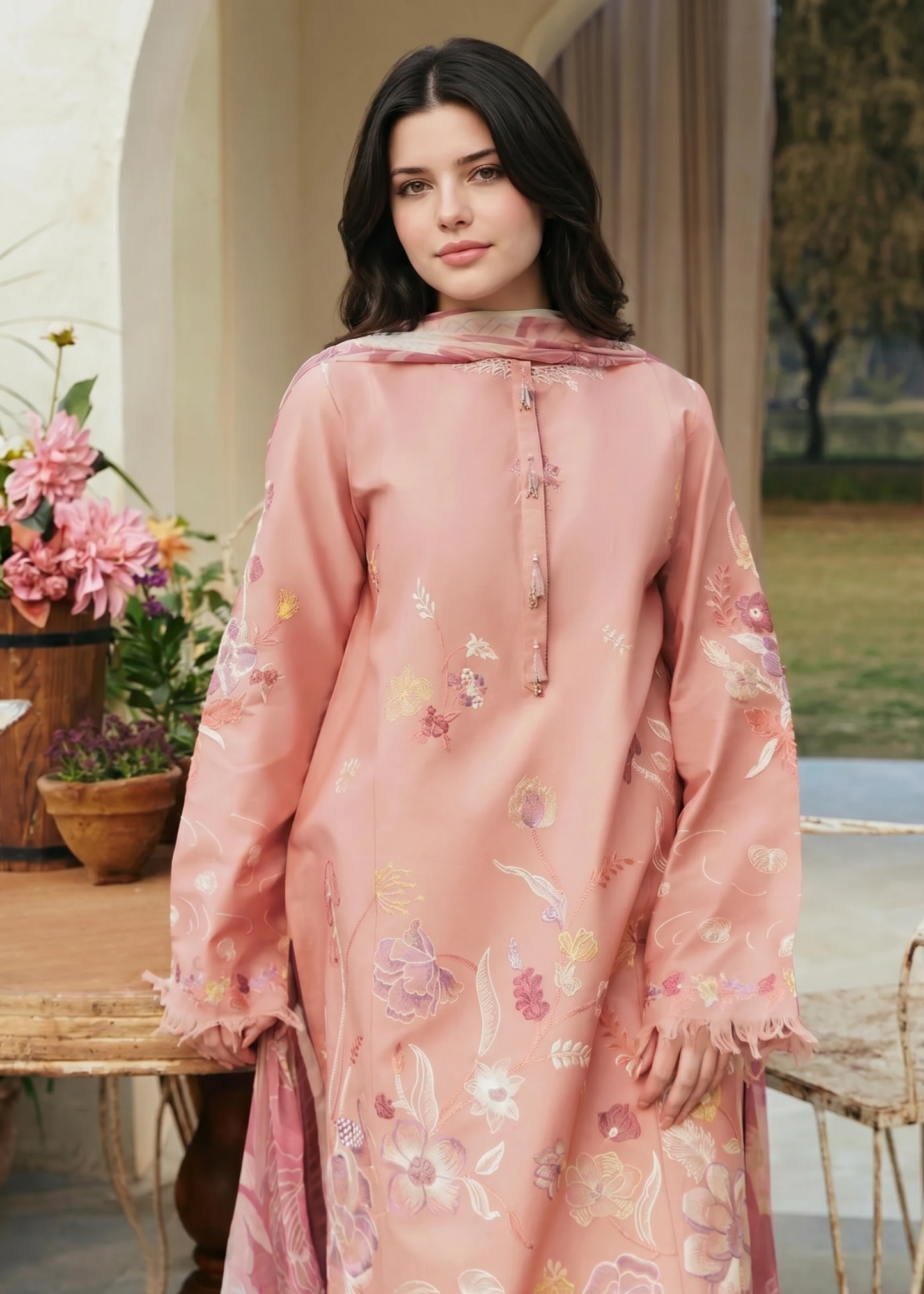 Ladies Embroidered Cotton Salwar Suit Online in UK USA Canada