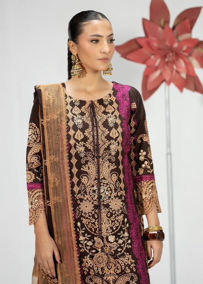 Ladies Embroidered Cotton Walnut Brown Shalwar Kameez Online in UK USA Canada