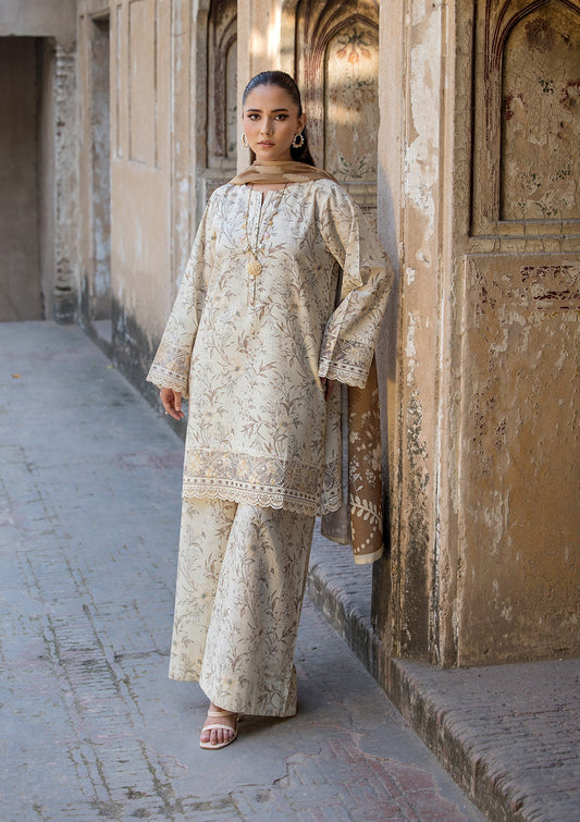 Ladies Embroidered Cream Lawn Shalwar Kameez Online in UK USA Canada