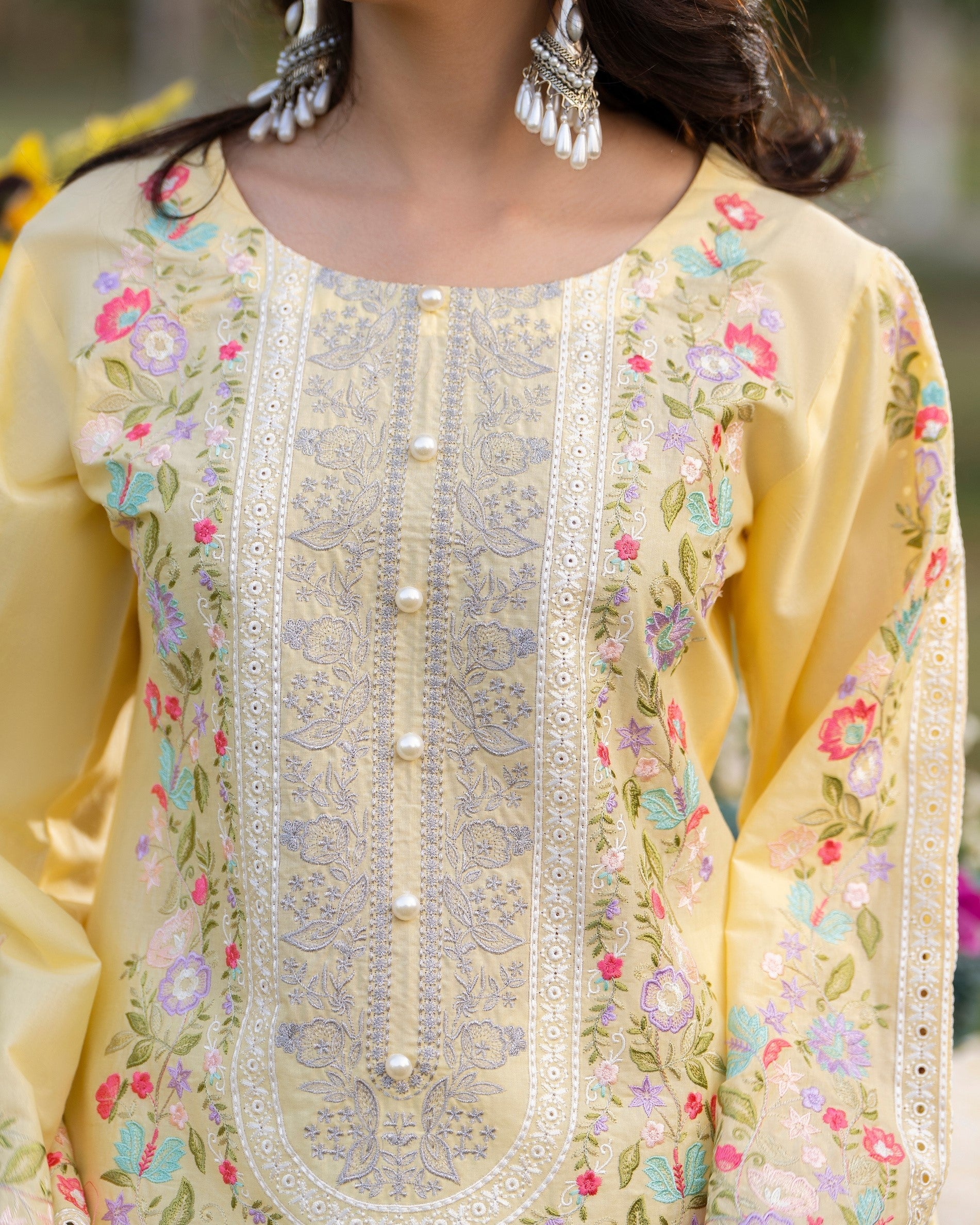 Ladies Embroidered Cream Shalwar Kameez Online in UK USA Canada