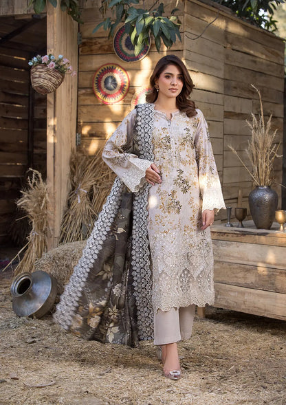 Ladies Embroidered Cream Shalwar Kameez Online in UK USA Canada