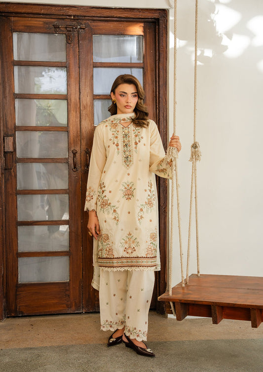 Ladies Embroidered Cream Shalwar Kameez Online in UK USA Canada