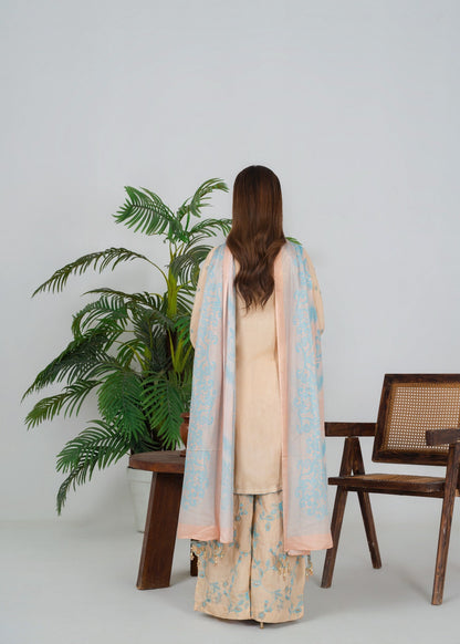 Ladies Embroidered Cream Silk Suit Online in UK USA Canada