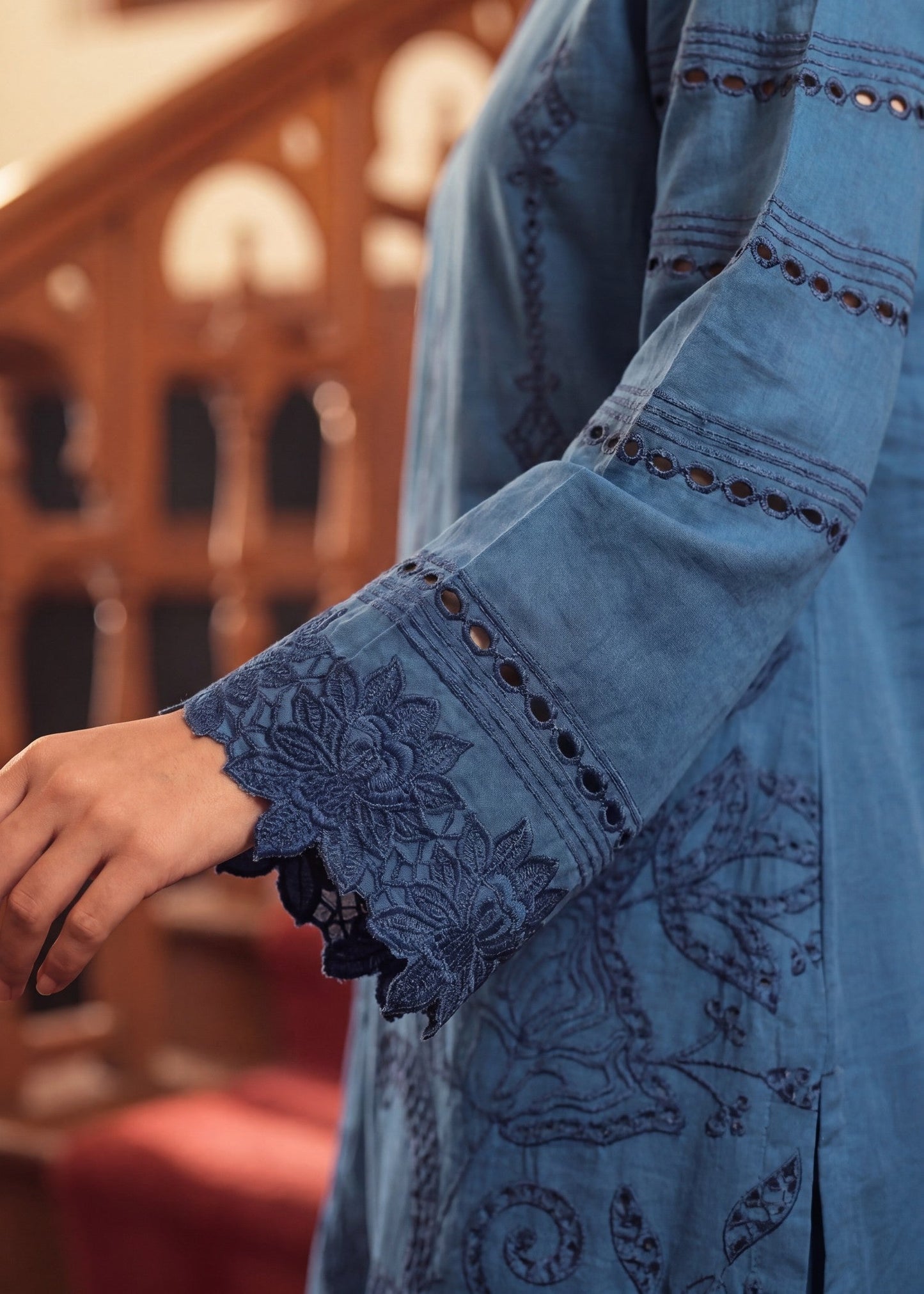 Ladies Embroidered Dark Blue Lawn Shalwar Kameez Online in UK USA Canada